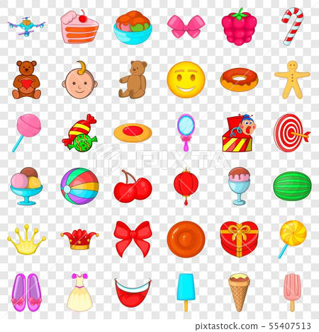 Candy icons set, cartoon style 55407513