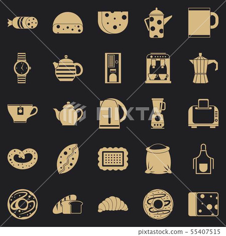 Tea leaf icons set, simple style Tea leaf icons set, simple style 55407515
