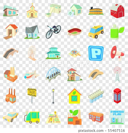 City transport icons set, cartoon style City transport icons set, cartoon style 55407516