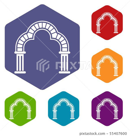 Entrance arch icons vector hexahedron Entrance arch icons vector hexahedron 55407600
