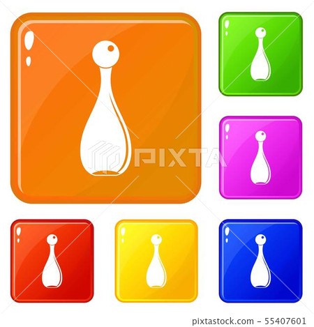 Elegant parfume bottle icons set vector color Elegant parfume bottle icons set vector color 55407601