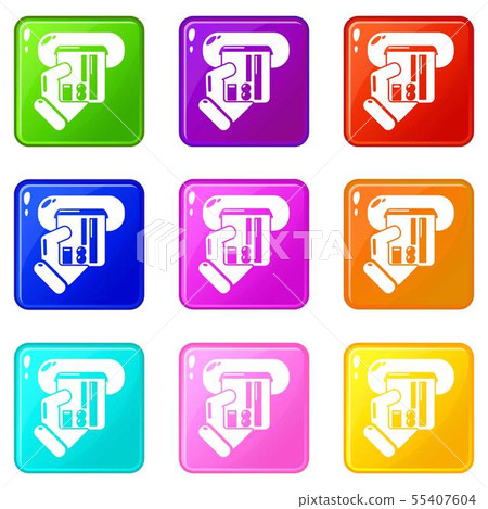 Inserting credit card icons set 9 color collection 55407604