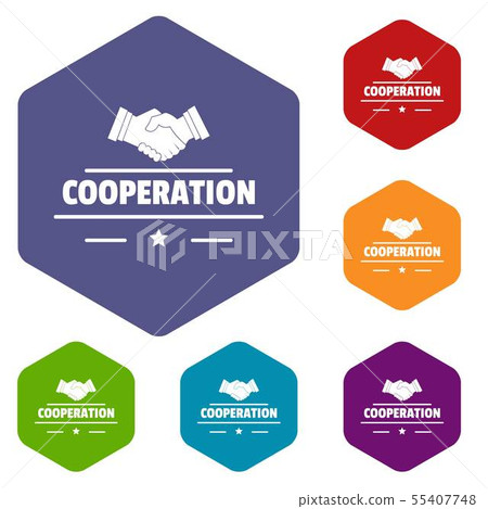 Cooperation icons vector hexahedron 55407748