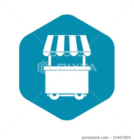 Food trolley with awning icon, simple style 55407805