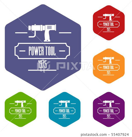 Power tool icons vector hexahedron 55407924