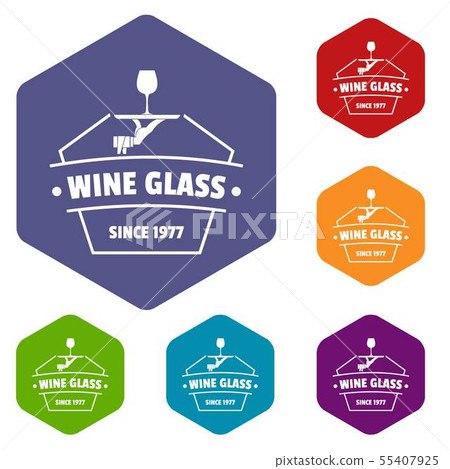 Wine glass icons vector hexahedron 55407925