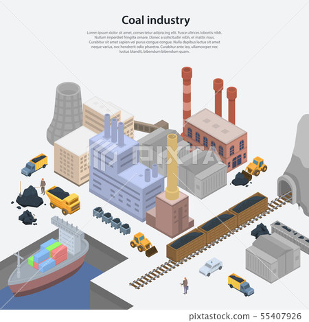 Coal industry plant concept background, isometric style Coal industry plant concept background, isometric style 55407926