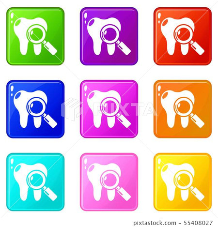Dental examination icons set 9 color collection Dental examination icons set 9 color collection 55408027