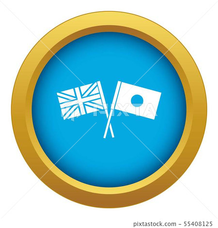UK and Japan flags crossed icon blue vector isolated 55408125