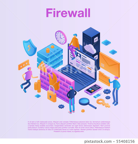 Firewall data concept background, isometric style 55408156