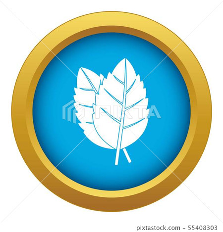 Two basil leaves icon blue vector isolated Two basil leaves icon blue vector isolated 55408303