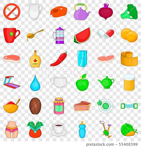 Diet icons set, cartoon style 55408399