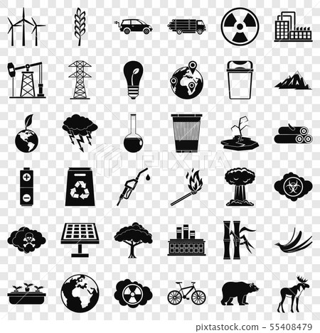 Protection of ecology icons set, simple style Protection of ecology icons set, simple style 55408479