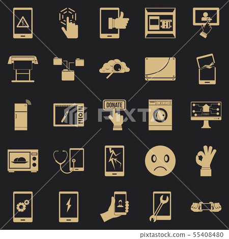 Screen icons set, simple style 55408480