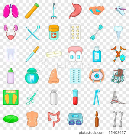 Sickness icons set, cartoon style 55408657