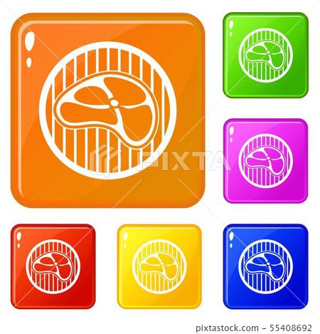 Steak icons set vector color 55408692