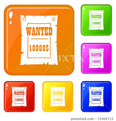 Vintage wanted poster icons set vector color 55408713