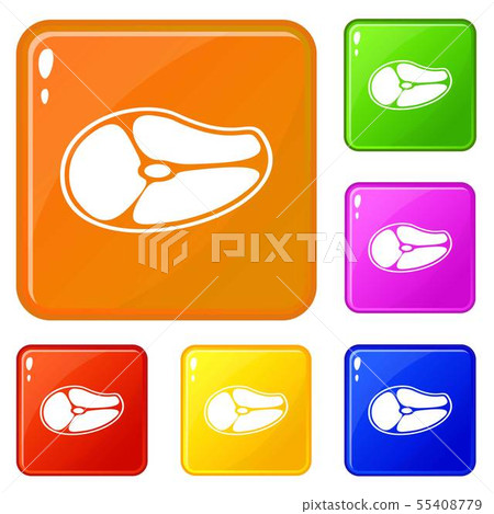Steak icons set vector color 55408779