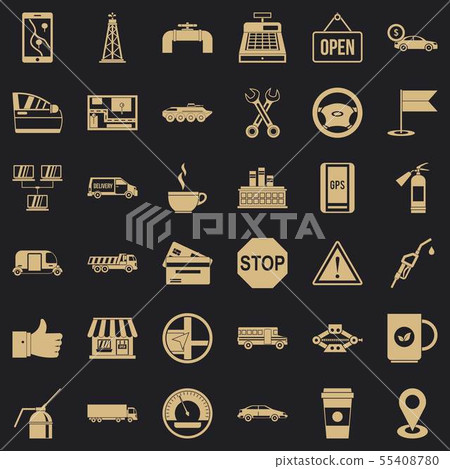 Gasoline icons set, simple style Gasoline icons set, simple style 55408780
