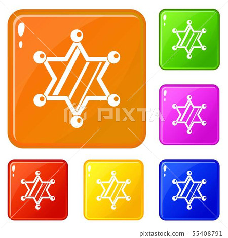 Sheriff star icons set vector color 55408791