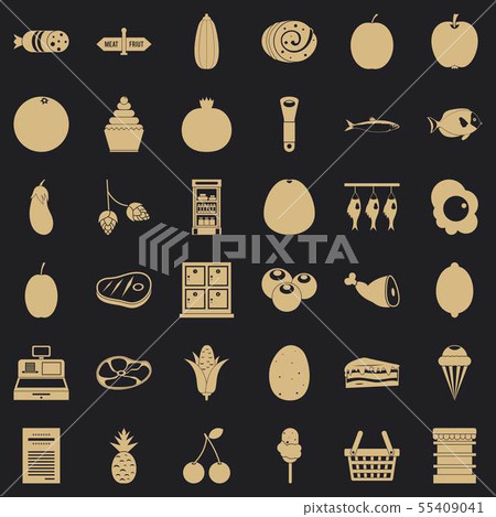 Meat icons set, simple style 55409041