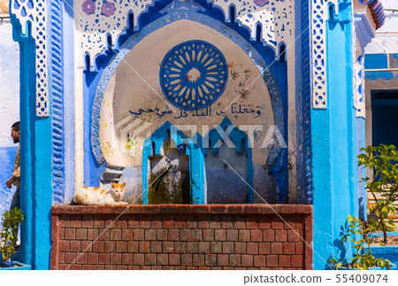 Public fountain of the Plaza El Hauta, square in medina of Chefchaouen Morocco 55409074