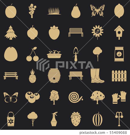 Nature icons set, simple style 55409088