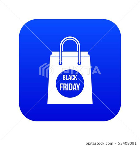 Black Friday shopping bag icon digital blue Black Friday shopping bag icon digital blue 55409091