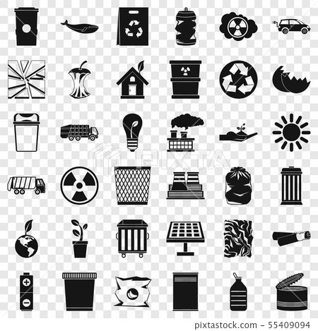 Ecology in planet icons set, simple style 55409094