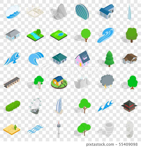 Different element icons set, isometric style 55409098