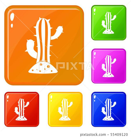 Cactus icons set vector color 55409120
