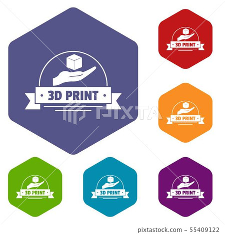 Industry 3d printing icons vector hexahedron 55409122