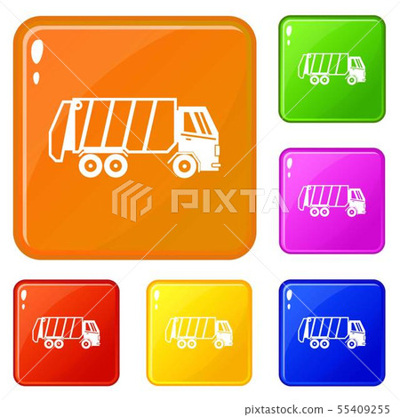 Garbage truck icons set vector color 55409255