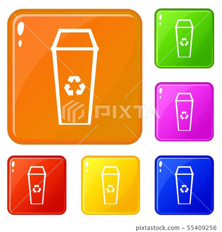 Trash can icons set vector color 55409256