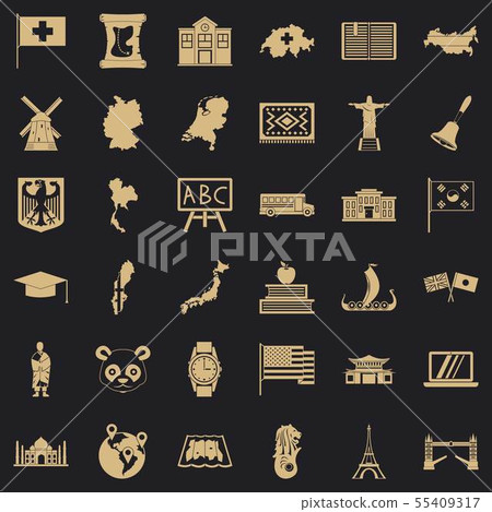 Destination icons set, simple style Destination icons set, simple style 55409317