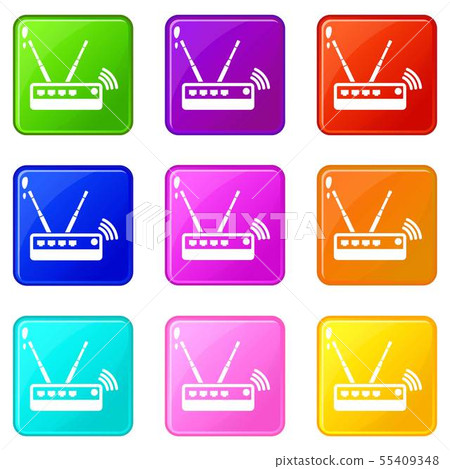 Router icons set 9 color collection Router icons set 9 color collection 55409348