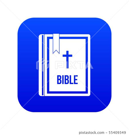 Bible icon digital blue 55409349