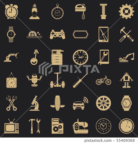 Battery icons set, simple style Battery icons set, simple style 55409368