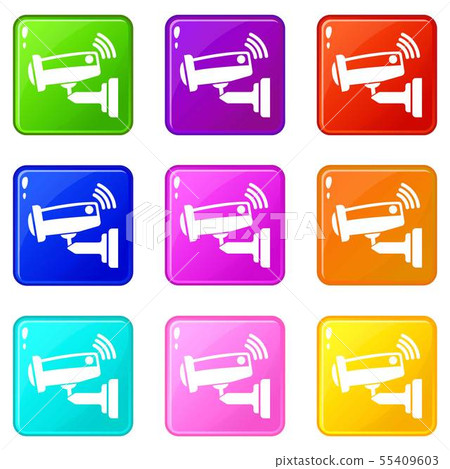 Security camera icons set 9 color collection Security camera icons set 9 color collection 55409603