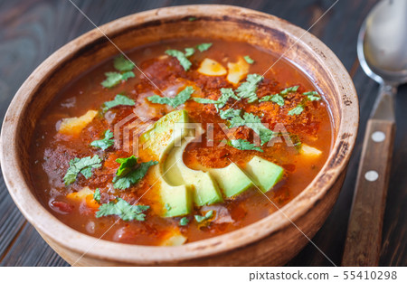 Bowl of spicy Mexican soup Bowl of spicy Mexican soup 55410298