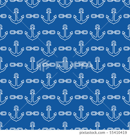 Seamless pattern with anchors and chains 55410419