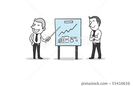 Businessman with presentation chart board. vector Businessman with presentation chart board. vector 55410638