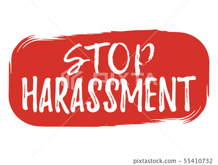 Stop Harassment label. Font with Brush. Equal 55410732