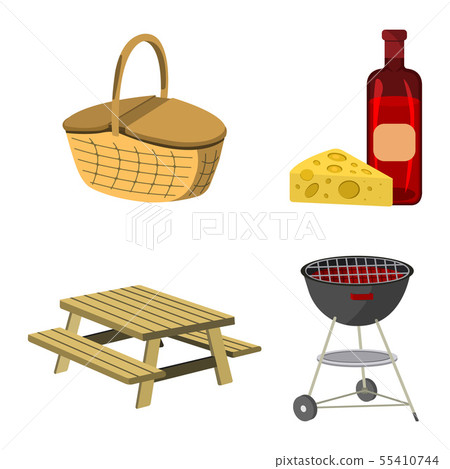 Set of Picnic icon. BBQ label on white Background. 55410744