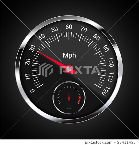 Realistic illustration of speedometer on dark car 55411453