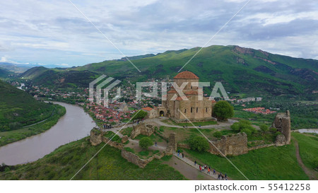 Aerial view. Jvari or Jvari Monastery  55412258
