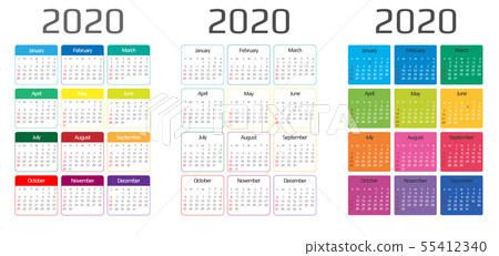 Calendar 2020 template. 12 Months. include holiday 55412340