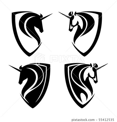 unicorn horses heraldic vector design set 55412535