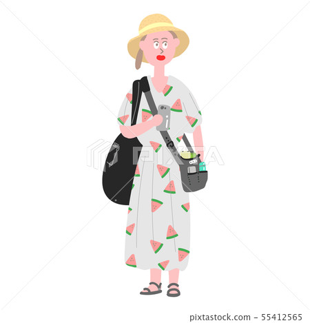 Woman full of luggage Summer 55412565