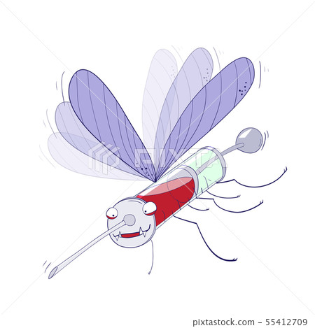 flying syringe in the form of a mosquito with 55412709